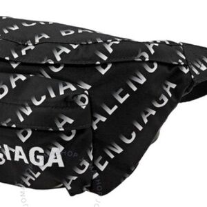 Balenciaga Black and White Logo Belt Bag